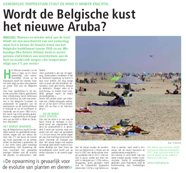 Scriptie Elke Debrie verscheen in Metro
