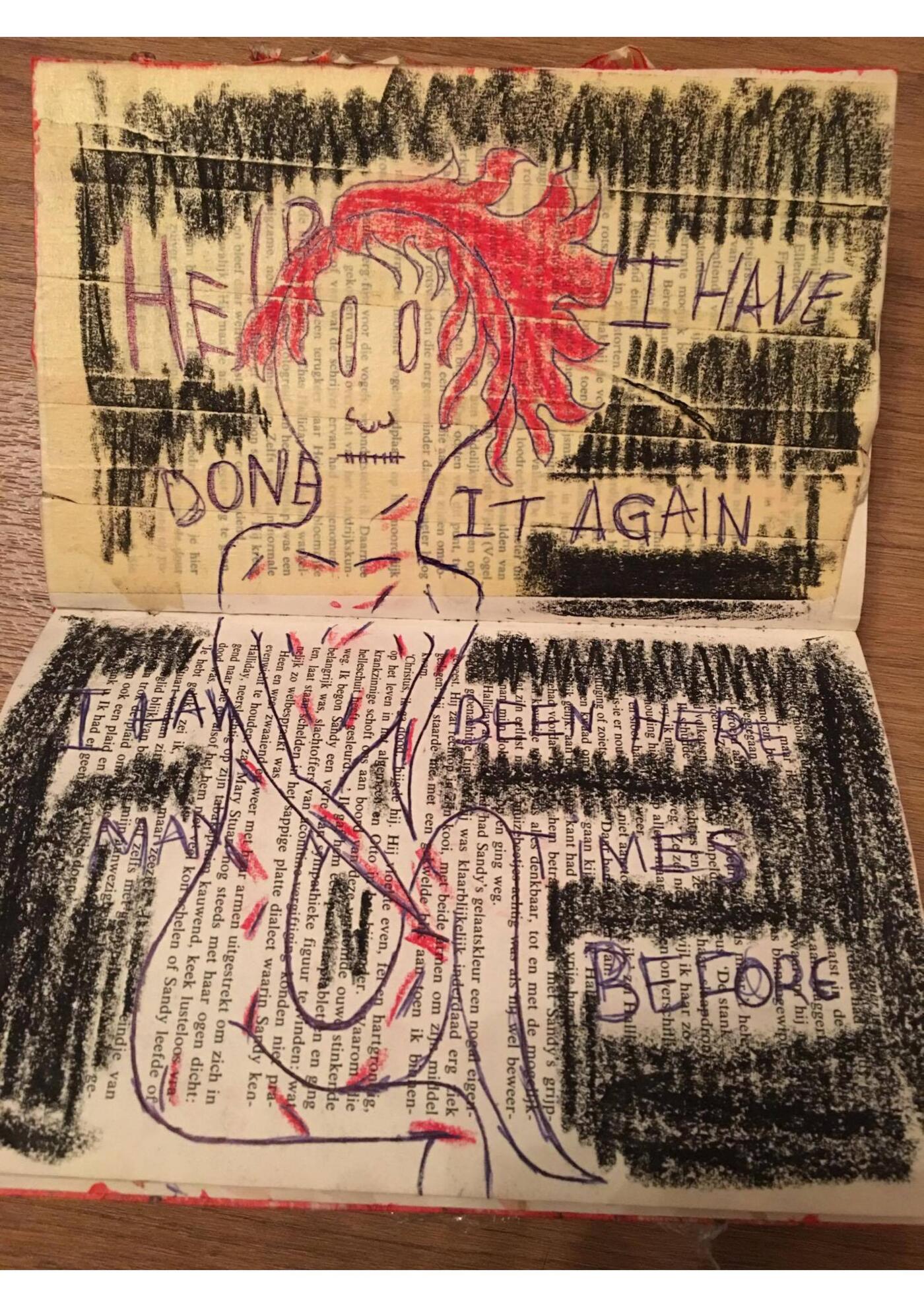 Een tekening van een van de patiënten