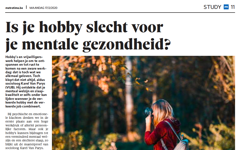 Artikel vrije tijd hobby mentale gezondheid