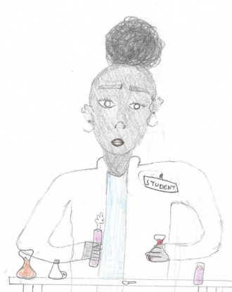 Tekening van een zwarte wetenschapper