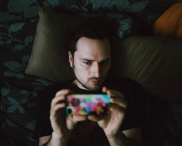 Smartphone in bed