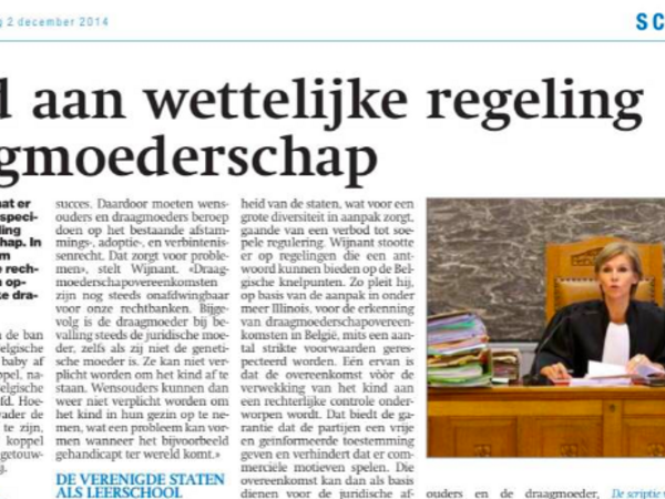Nood aan wettelijke regeling draagmoederschap in België  